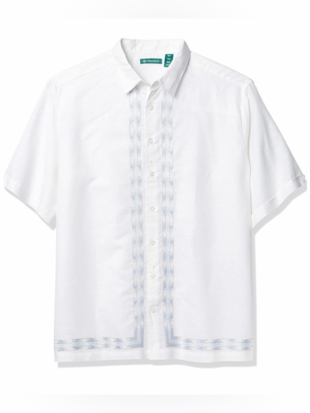 Cubavera Linen Embroidered Guayabera Short Sleeve Button Up Shirt